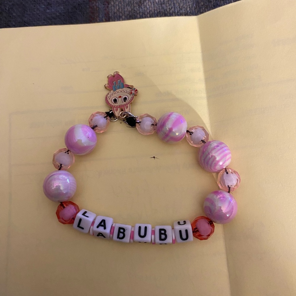 Hand made labubu bracelet with a labubu charm